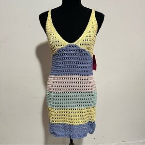 Shoedazzle Women’s M Multicolor Babydoll Crochet Boho Cottagecore Mini Dress